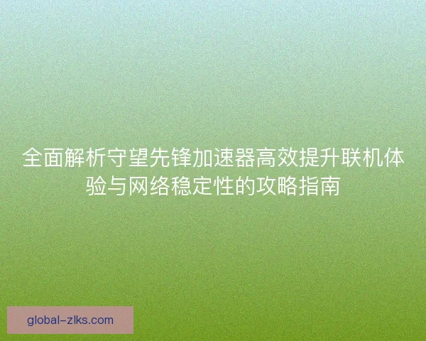 全面解析守望先锋加速器高效提升联机体验与网络稳定性的攻略指南